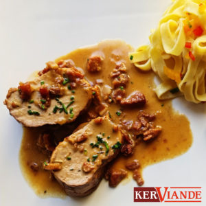 FILET MIGNON PORC BBC SAUCE BIERE LARDONS FUME RECETTE KERVIANDE