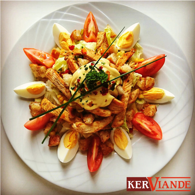 GRANDE SALADE FERMIERE EMINCES FILET POULET RECETTE KERVIANDE