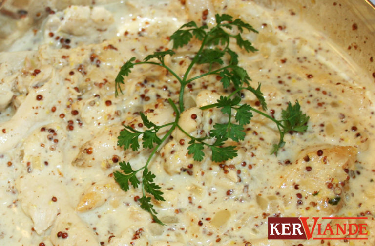 EMINCES DE POULET A LA MOUTARDE RECETTE KERVIANDE